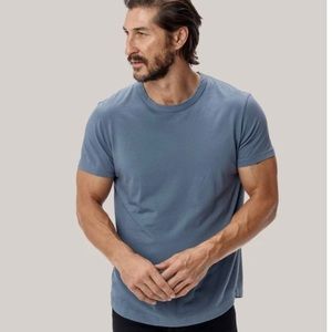 BUCK MASON BALTIC BLUE CURVED HEM TEE SZ:XS NWOT